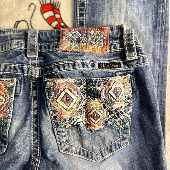 Miss Me Blue Straight Leg Jeans with Intricate Pocket Design - Picture 4 of 4